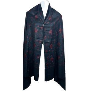 Bajra Floral Embroidered Merino Wool Scarf